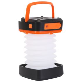 Solar Camping Lantern LED Collapsible Tent Lamp USB Rechargeable Portable Emergency Camping Light For Hiking Fishing Outdoor (Color: Orange)