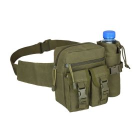 Tactical Waist Bag Denim Waistbag With Water Bottle Holder For Outdoor Traveling Camping Hunting Cycling (Color: Army green)
